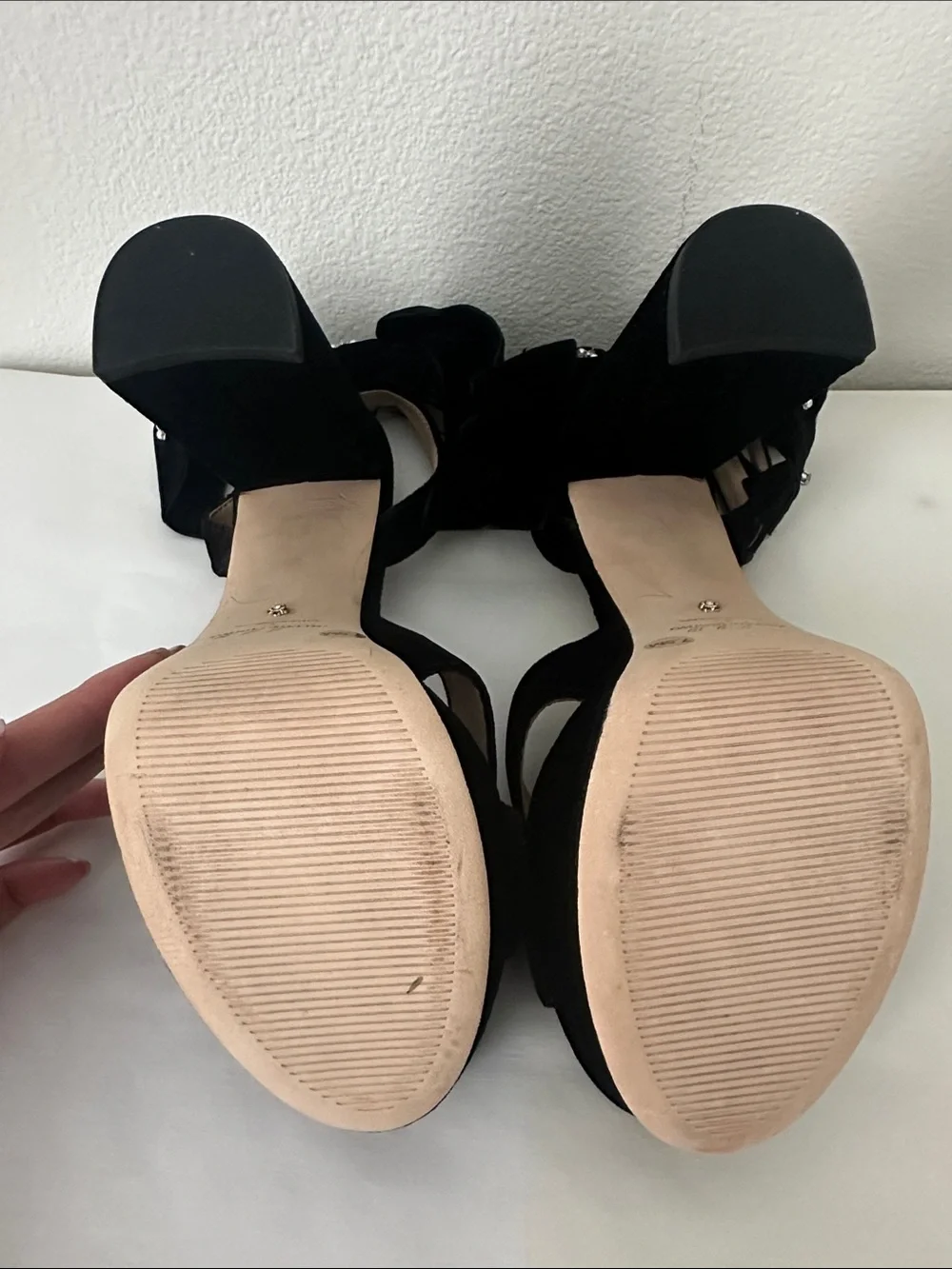 Antonio Melani x Nicola Bathie BLACK Lila Velvet Bow Platform Dress Sandals 7.5 - Picture 4 of 4